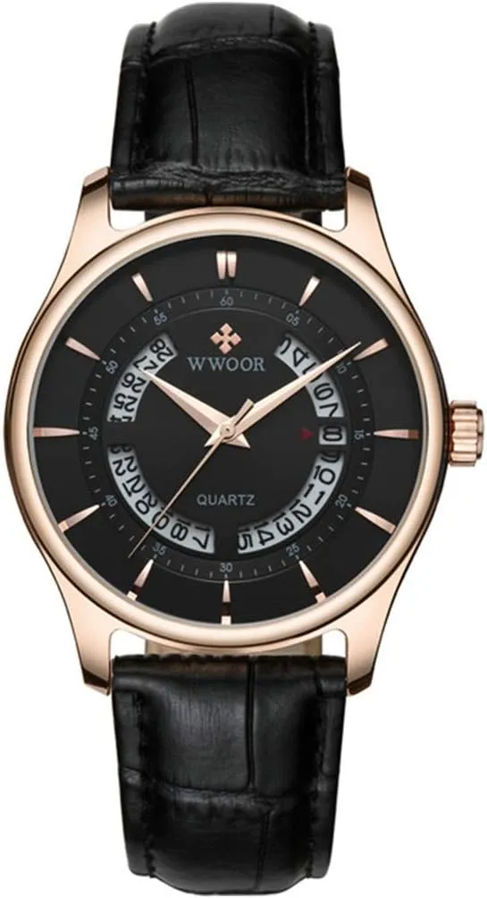 Men's Analog Quartz lead Watch Creative Hollow Date 50M Waterproof Watches Male Business Leather Wrist Watch MASTOP 
