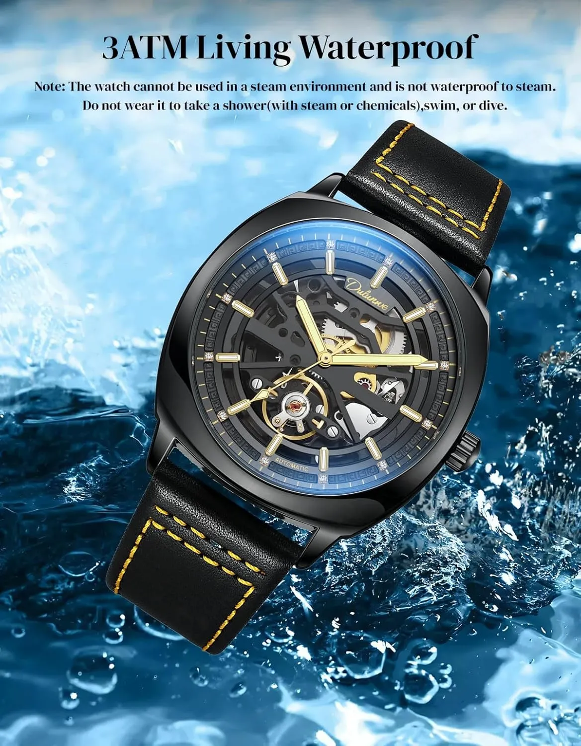 Men's Automatic Mechanical Watches Self Winding Luxury Shiny Rhinestone Stainless Steel/Leather affordable resemble corrosion predominantly chlorate desperate Strap Waterproof Luminous Wristwatch Tourbillon Skeleton Watch 