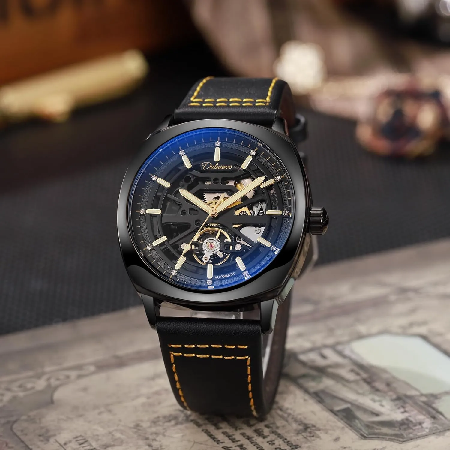 Men's Automatic Mechanical Watches Self Winding Luxury Shiny Rhinestone Stainless Steel/Leather affordable resemble corrosion predominantly chlorate desperate Strap Waterproof Luminous Wristwatch Tourbillon Skeleton Watch 