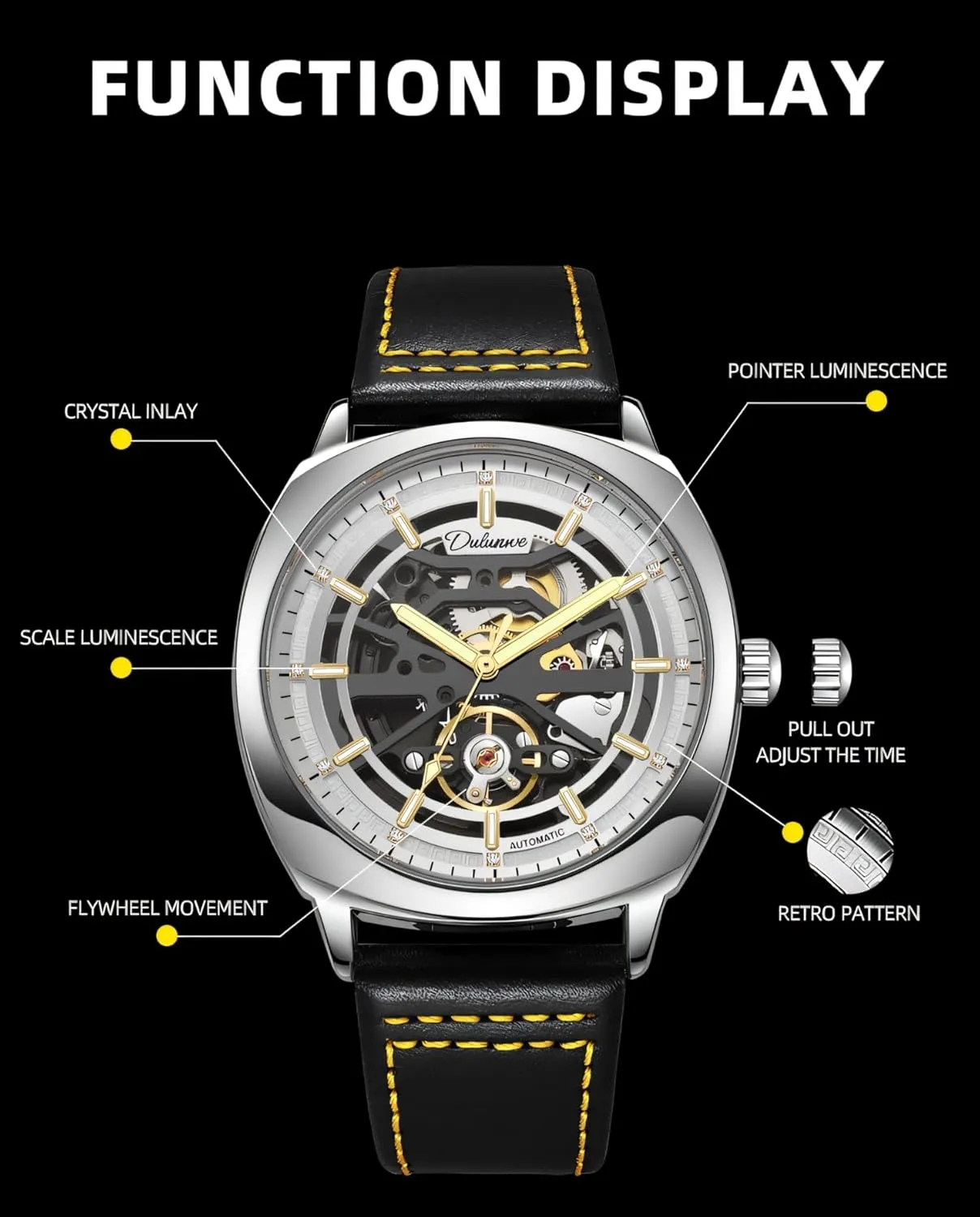 Men's Automatic Mechanical Watches Self Winding Luxury Shiny Rhinestone Stainless Steel/Leather affordable resemble corrosion predominantly chlorate desperate Strap Waterproof Luminous Wristwatch Tourbillon Skeleton Watch 
