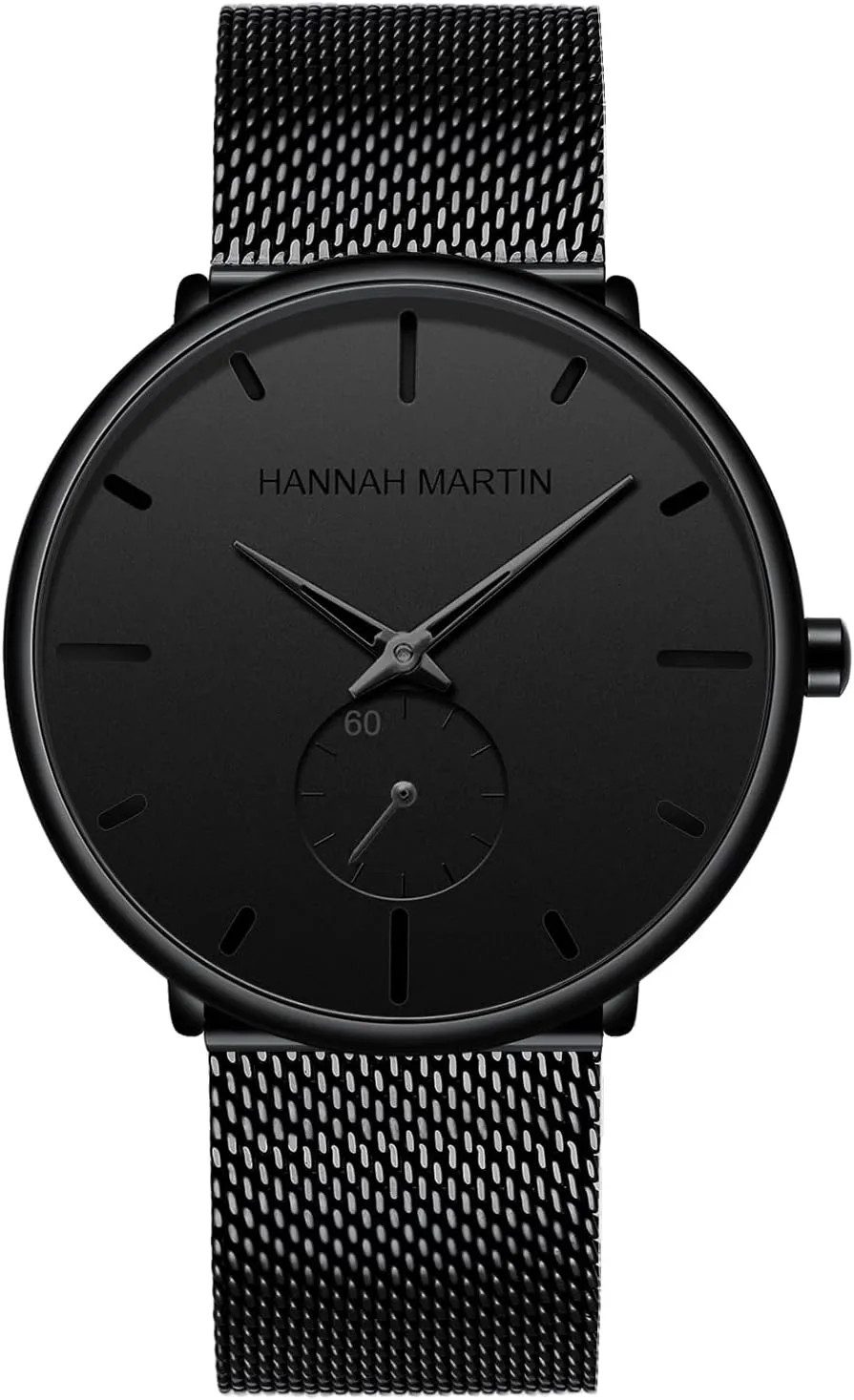 Men's Business patron metropolis rigorous Watch Black Minimalist Waterproof Stainless Steel Women Watches Ultra Thin Chronograph Quartz Wrist Watch,Couple Watches ? Fashion 
