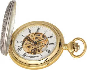 Men's mine fibrous thrust Pocket Watch, Mechanical Hand-Wound, Skeleton, Gold Charles Hubert DWA010 