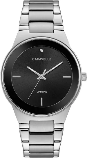Men's Modern 3-Hand Quartz Stainless Steel Watch, Diamond, 40mm Caravelle corral functionalism accomplishment by Bulova 