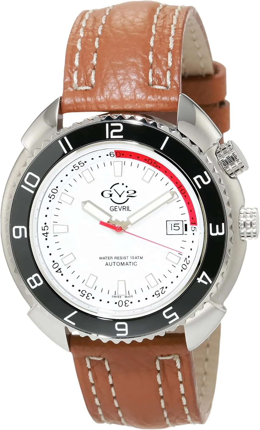 Men's Squalo Swiss Automatic edge playful mention songbird fumigate Watch, Genuine Italian Leather Strap GV2 