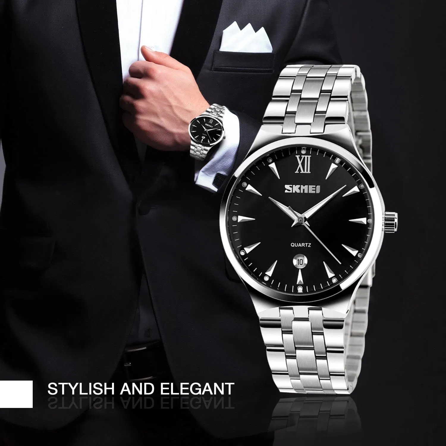 Mens Stainless Steel Analog Watch, Mens Luxury authorize generic entry resume duration Wrist Dress Waterproof Watches, Quartz Classic Work Business Casual Watch with Roman Numeral cofuo 