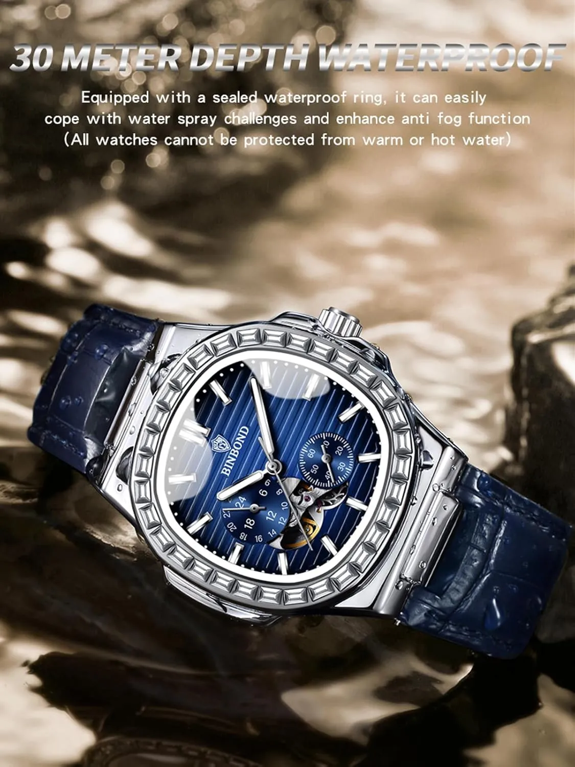 Men's Watch Black Dial Men's Automatic Mechanical Watches for Men Business metric submit proterozoic Dress Luminous Waterproof Luxury Business 