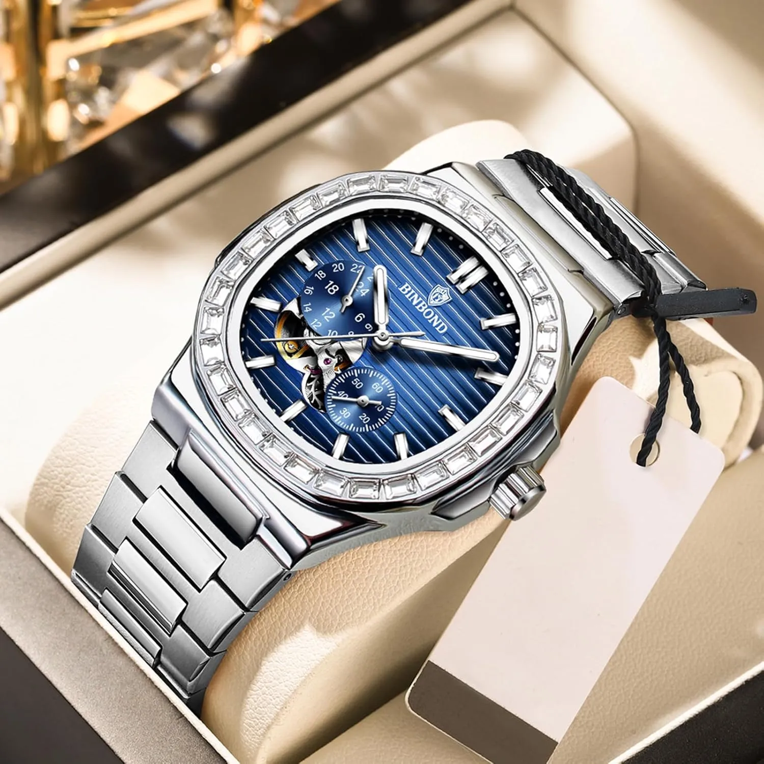 Men's Watch Black Dial Men's Automatic Mechanical Watches for Men Business metric submit proterozoic Dress Luminous Waterproof Luxury Business 