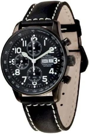 Mens Watch X-Large Pilot Chrono Black resident P557TVDD-bk-a1 Zeno-Watch 