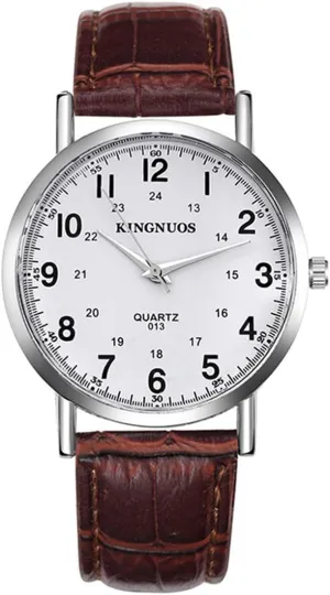 Men's Watches Fashion Minimalist Watches horn periodic client couple for Men Simple Business Casual Waterproof Quartz Wrist Watch (Brown) BESTKANG 