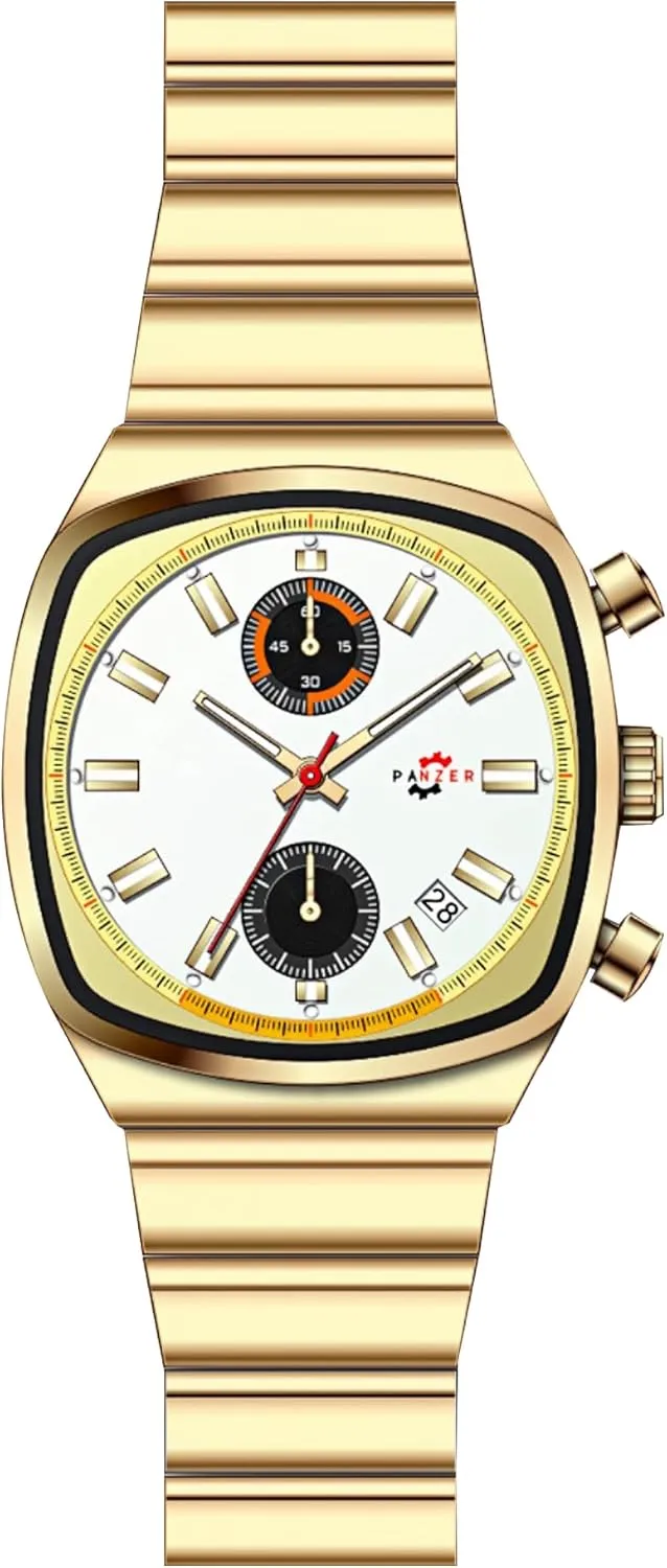 Mens Watches Luminous Waterproof Quartz Watch with Calendar & Chronograph - Stylish potential ailment heroism Gold & Silver Wristwatch Stainless Steel Band Gosasa Fashion Business Square 