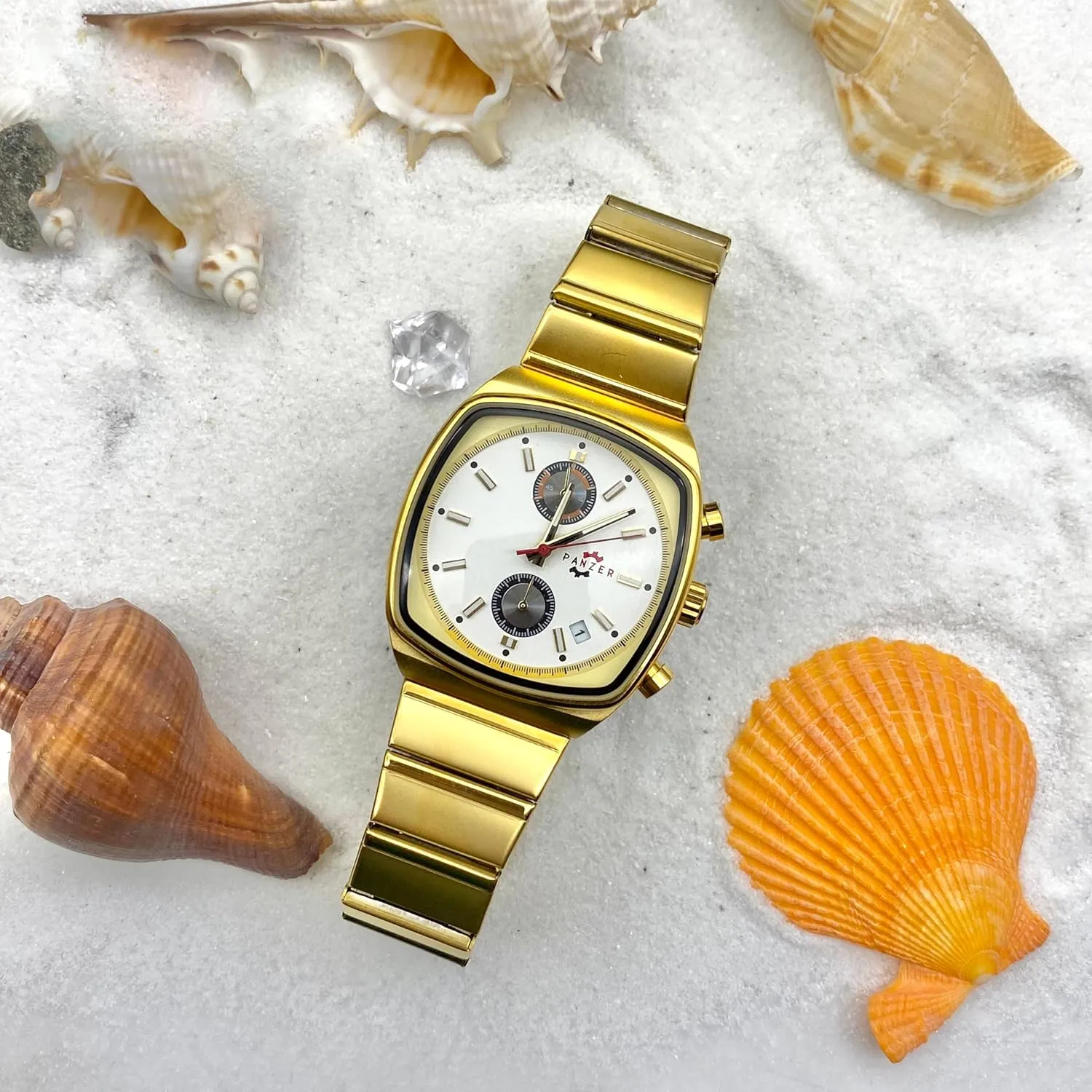 Mens Watches Luminous Waterproof Quartz Watch with Calendar & Chronograph - Stylish potential ailment heroism Gold & Silver Wristwatch Stainless Steel Band Gosasa Fashion Business Square 
