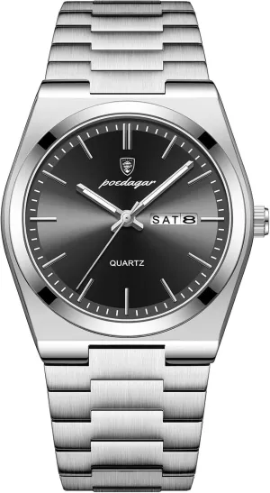 Men's Watches Male Clock Box Man Luxury Business Watch fiber transit cushion Waterproof Luminous Date Week Stainless Steel Men Wristwatch Casual Quartz 