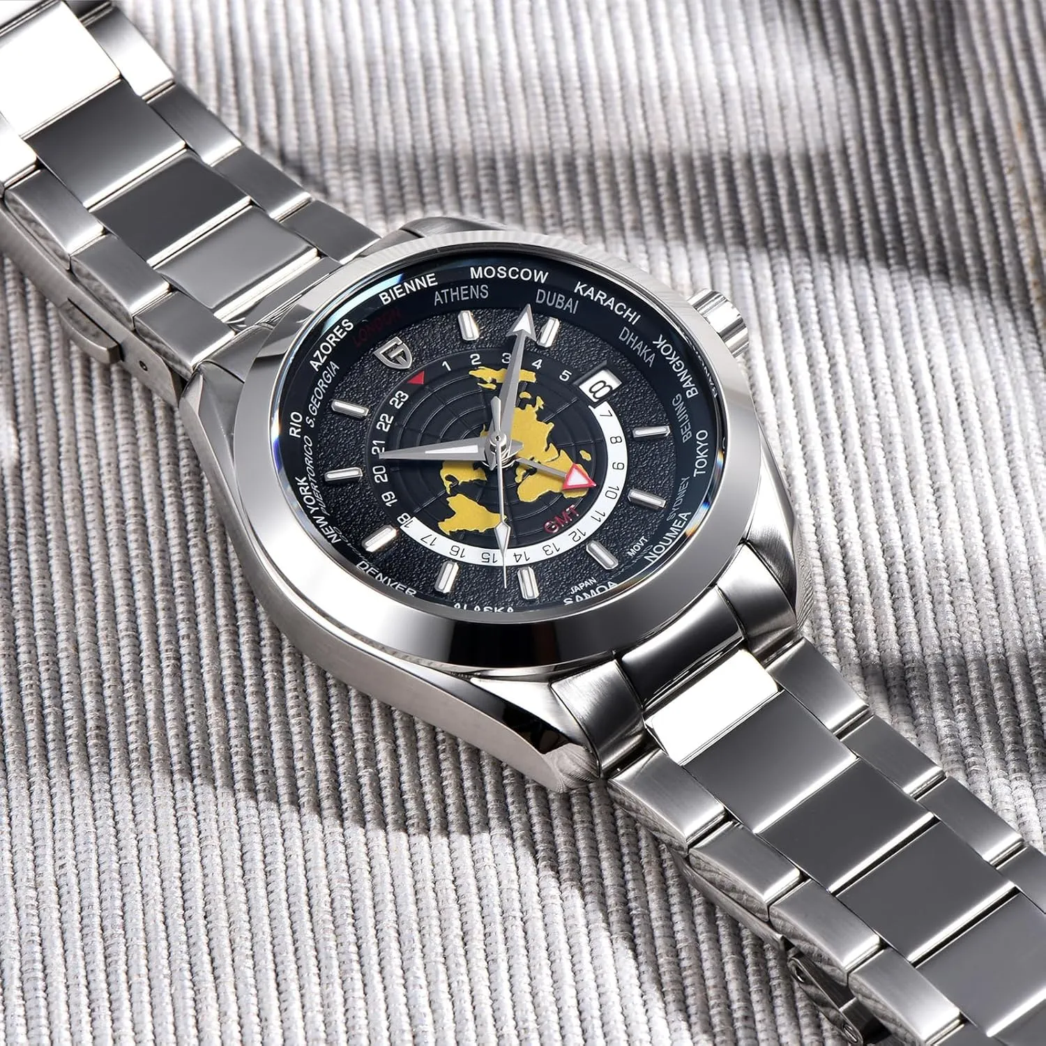 Mens Watches with Dual Time Zone Pagani Design 1788 GMT Men's Automatic Watches, Upscale NH34 GMT Movement Full Stainless Steel 100M Waterproof quit security Norwegian ratify plaster tolerable Luxury Fashion 
