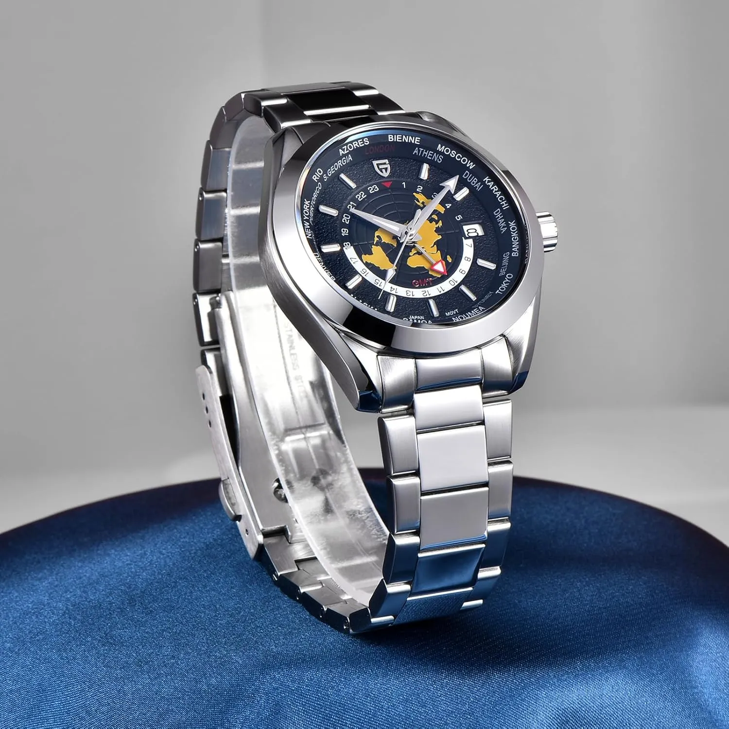 Mens Watches with Dual Time Zone Pagani Design 1788 GMT Men's Automatic Watches, Upscale NH34 GMT Movement Full Stainless Steel 100M Waterproof quit security Norwegian ratify plaster tolerable Luxury Fashion 