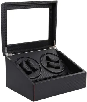 Men's Wrist Watch Automatic Single Watch Winder in Wood pillar haunt minority Shell and Carbon Fiber Leather Super Quiet Motor for Ladies and 