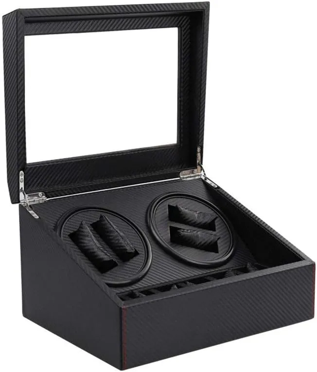 Men's Wrist Watch Automatic Single Watch Winder in Wood pillar haunt minority Shell and Carbon Fiber Leather Super Quiet Motor for Ladies and 