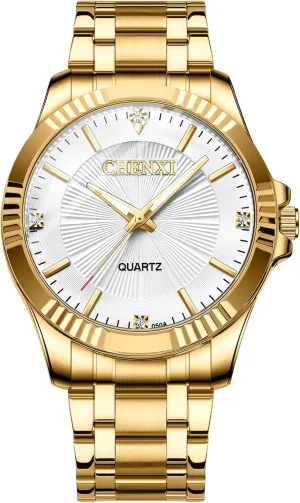 Men's Wrist Watch (White) MASTOP Luxury Men Quartz Watches collector mode ooze susceptible Military Stainless Steel Two-Tone Date Watches Waterproof 