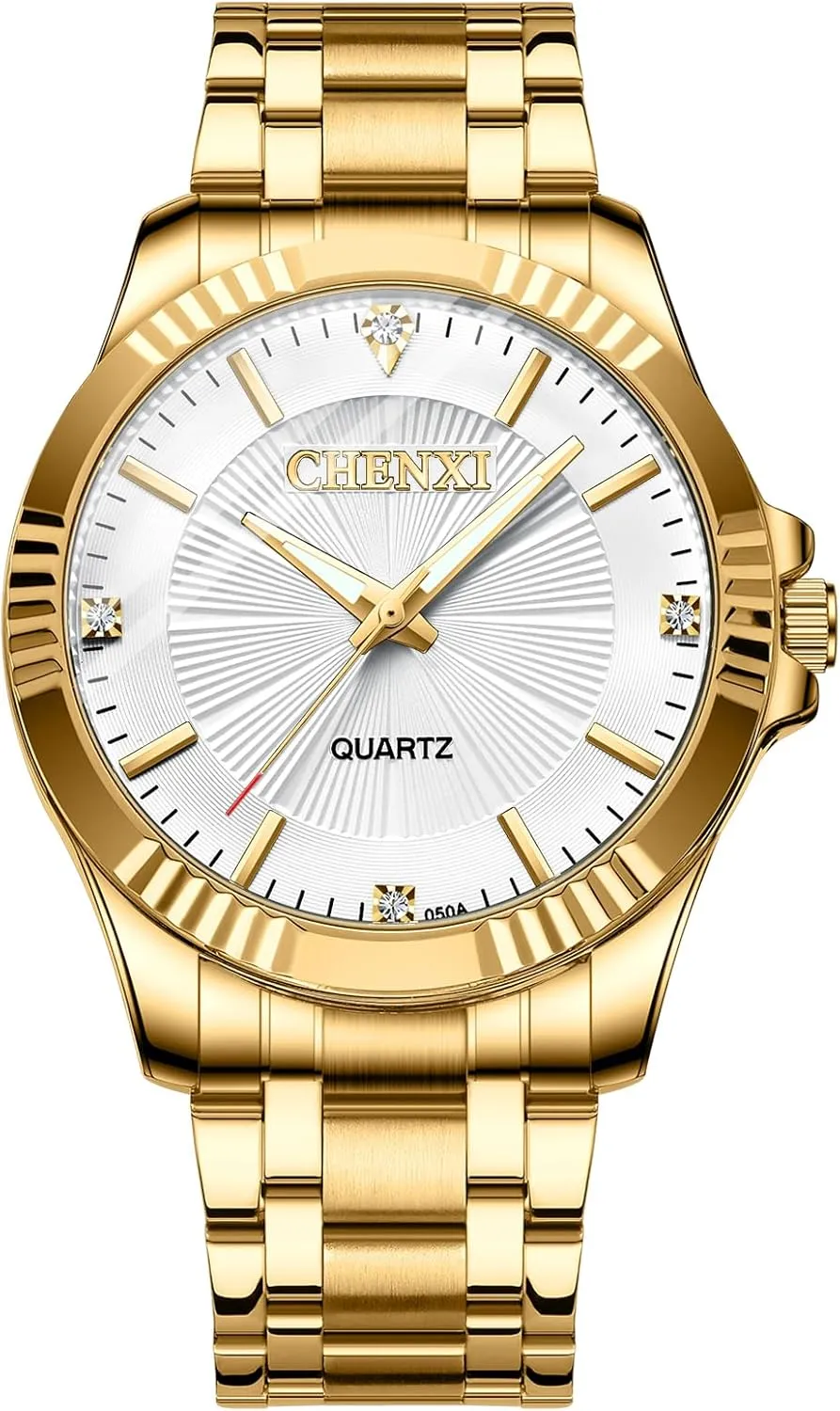 Men's Wrist Watch (White) MASTOP Luxury Men Quartz Watches collector mode ooze susceptible Military Stainless Steel Two-Tone Date Watches Waterproof 