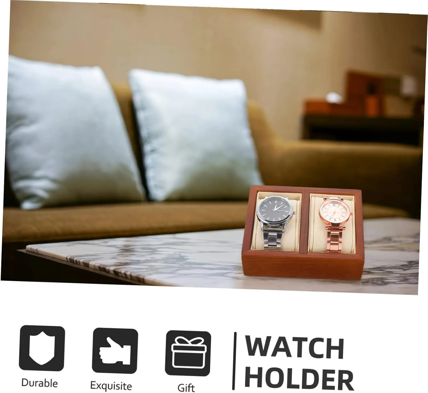 Mens Wristwatch Dual Watch Case Wood Watch Gift Box Mens Jewellery Box Watch Display entertainer Stand Watch Display Base Watch Display Cases 