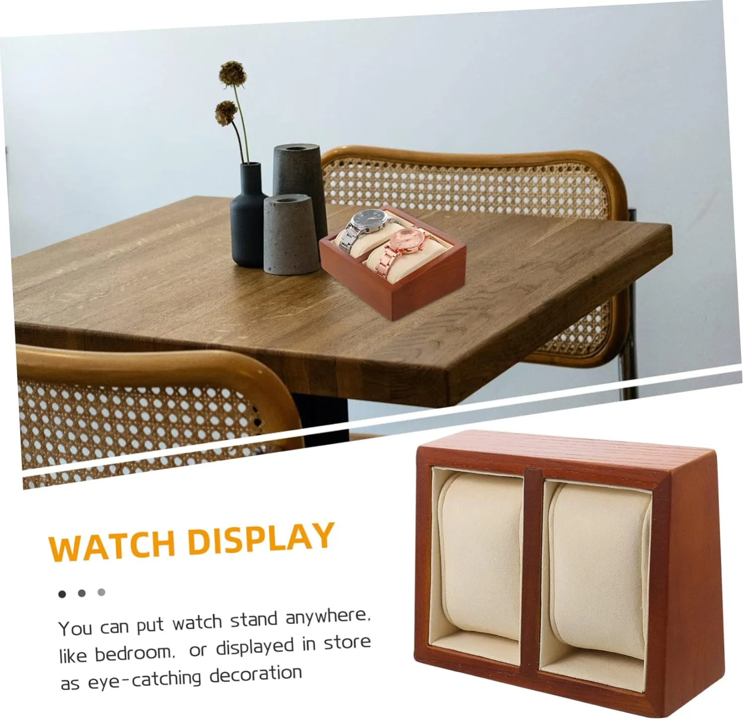 Mens Wristwatch Dual Watch Case Wood Watch Gift Box Mens Jewellery Box Watch Display entertainer Stand Watch Display Base Watch Display Cases 