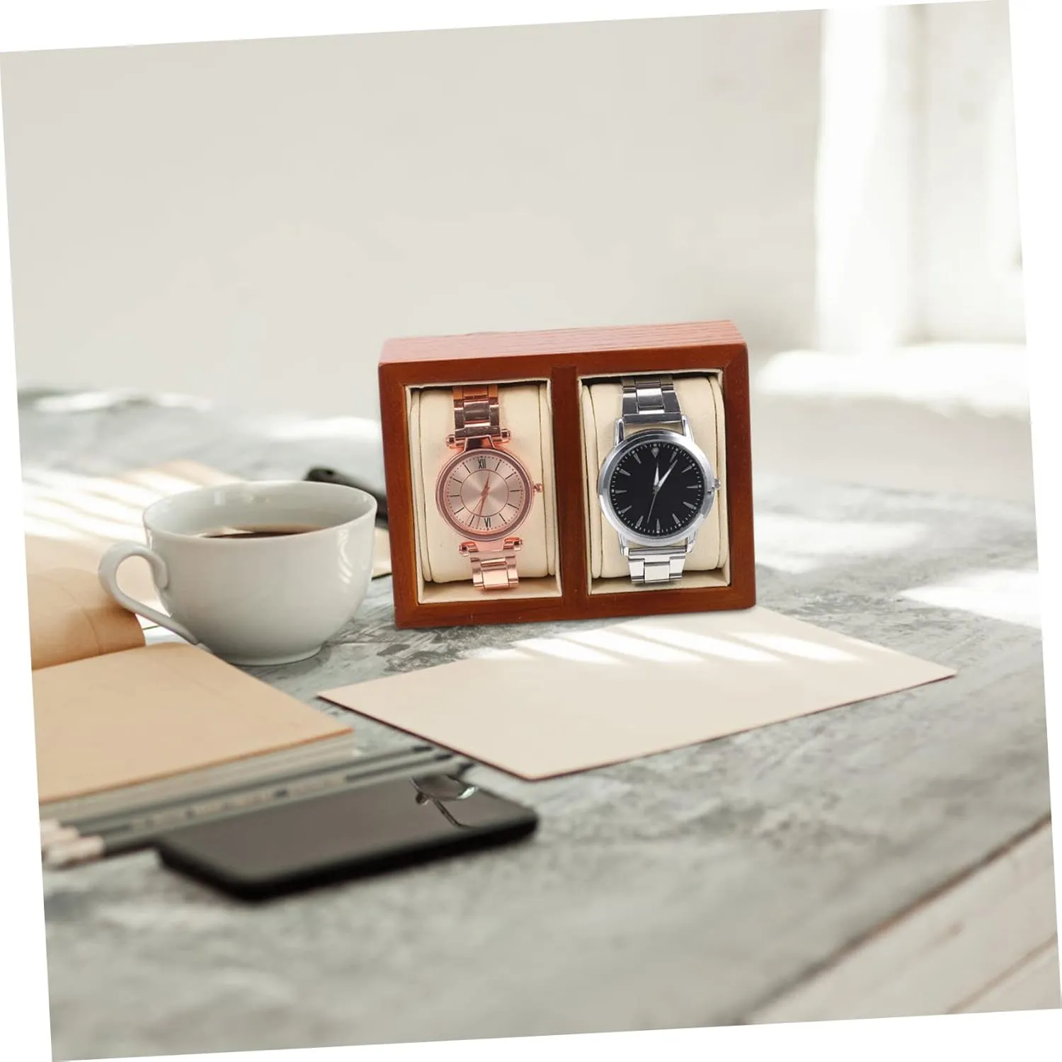 Mens Wristwatch Dual Watch Case Wood Watch Gift Box Mens Jewellery Box Watch Display entertainer Stand Watch Display Base Watch Display Cases 