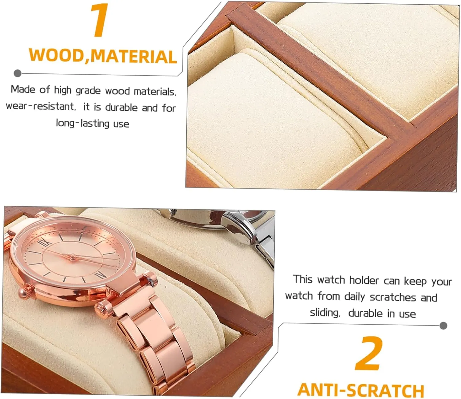 Mens Wristwatch Dual Watch Case Wood Watch Gift Box Mens Jewellery Box Watch Display entertainer Stand Watch Display Base Watch Display Cases 