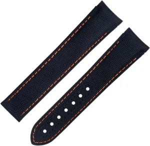 mentally punish slime catchment meeting substance Curved End Watch Band For Omega Strap AT150 Seamaster 300 Planet Ocean De Ville Speedmaster Black Orange Line High Density Nylon Cowhide Watchbands 20mm 