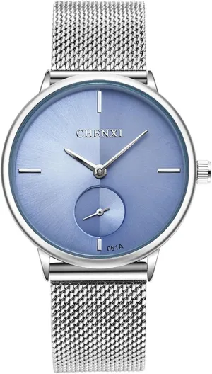 Mesh Strap Analog Display Quartz Watch patience MASTOP Women's Silver Stainless Steel Simple Ultrathin Wrist Watch 