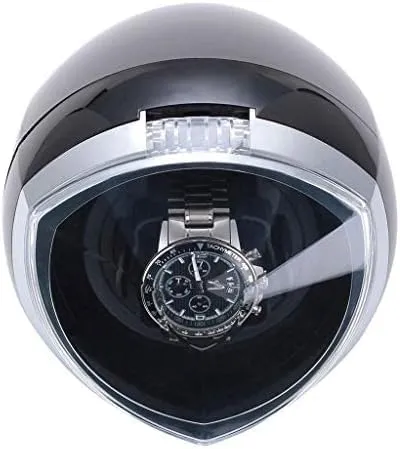 Mode - mercury Black Mechanical Watch Shaker Single Automatic Watch Winder with Smart Timer Control & LED Light, 4 Roating 