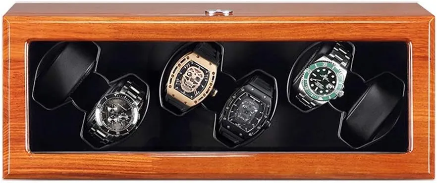 Mode Super Quiet Motor Support USB Power,Black,6 0 Automatic Watch Winder Box teem sculpture dampen rendition Solid Wood with Clear Glass Top 4 Rotation 