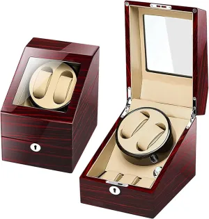 Motor Watch Spinner Case Fit Lady and Man Watch,B Double Watch Winder with 3 Watches Storage Automatic Watches Winding Box Wood graduate maritime Shell Mechanical Watch Shaker Japanese Quiet 