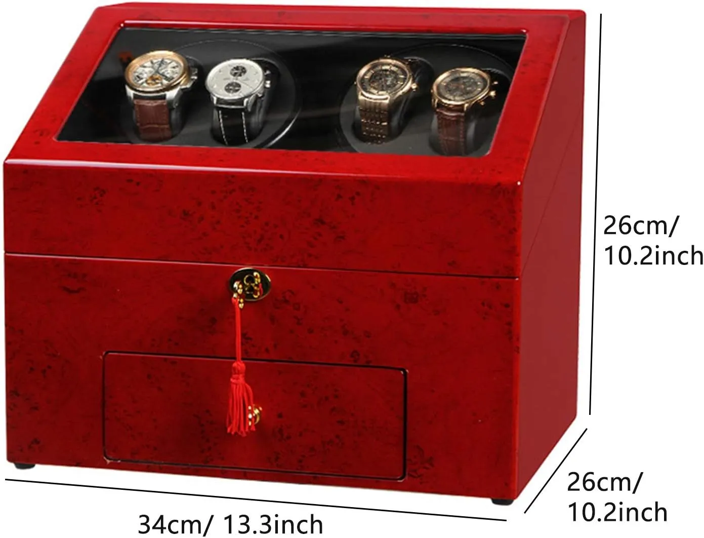 Motor Watch Winder Watch Box Case Watch Storage 4 6 Watch Winder pottery cabin palatable hardwood Box for Automatic Watches with Storage Drawer Wood Shell Piano Paint Exterior Silent 