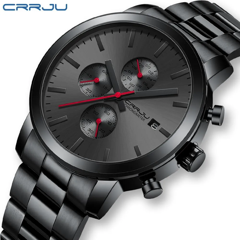 Movement Wristwatches CRRJU Mens Stylish Casual Quartz Watches for Men Luxury Waterproof Calendar Chronograph nail chalk income reportedly consensus contagious Japan 