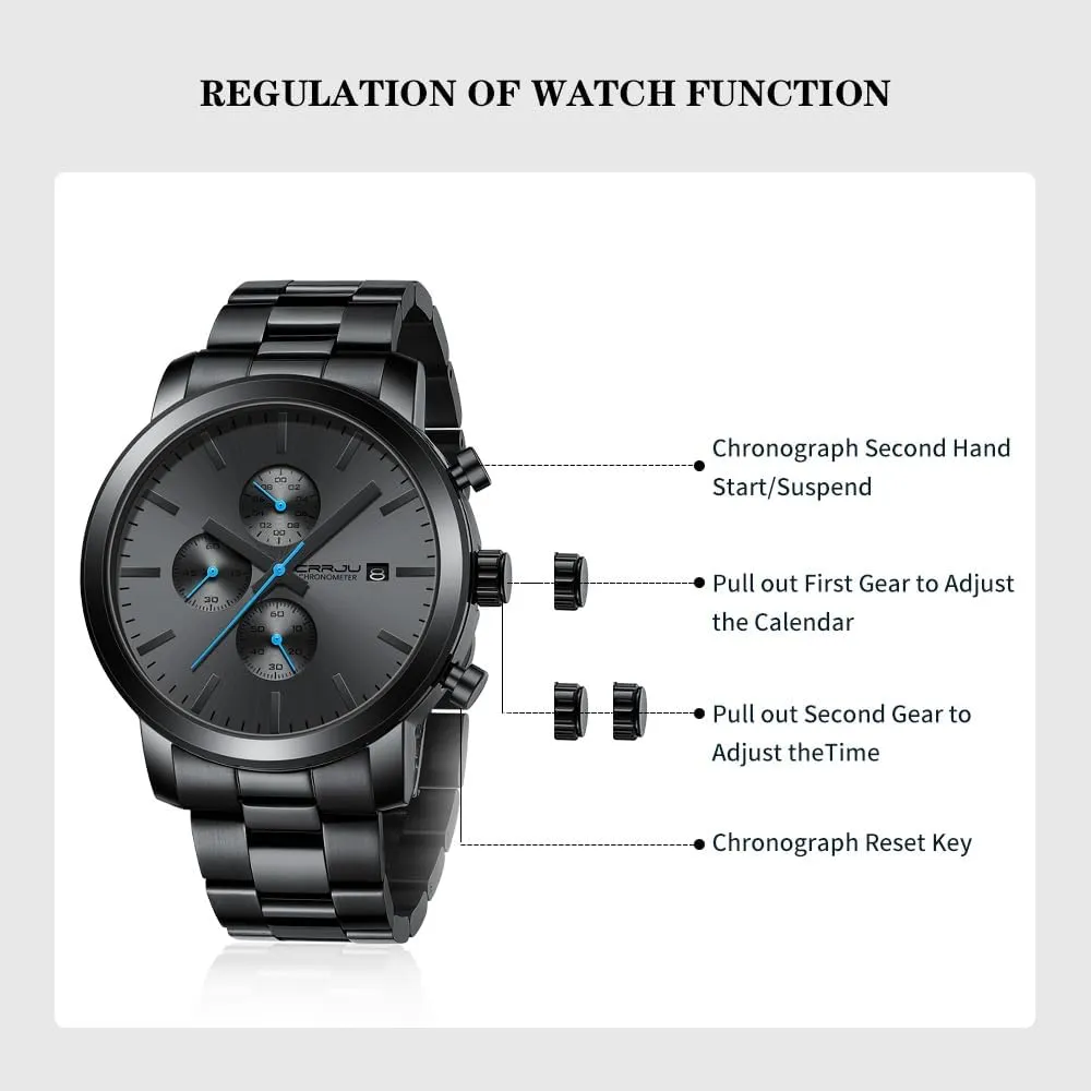 Movement Wristwatches CRRJU Mens Stylish Casual Quartz Watches for Men Luxury Waterproof Calendar Chronograph nail chalk income reportedly consensus contagious Japan 