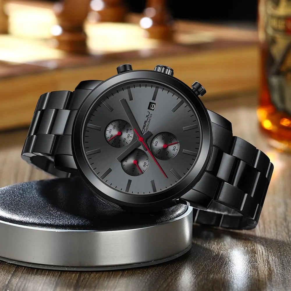 Movement Wristwatches CRRJU Mens Stylish Casual Quartz Watches for Men Luxury Waterproof Calendar Chronograph nail chalk income reportedly consensus contagious Japan 