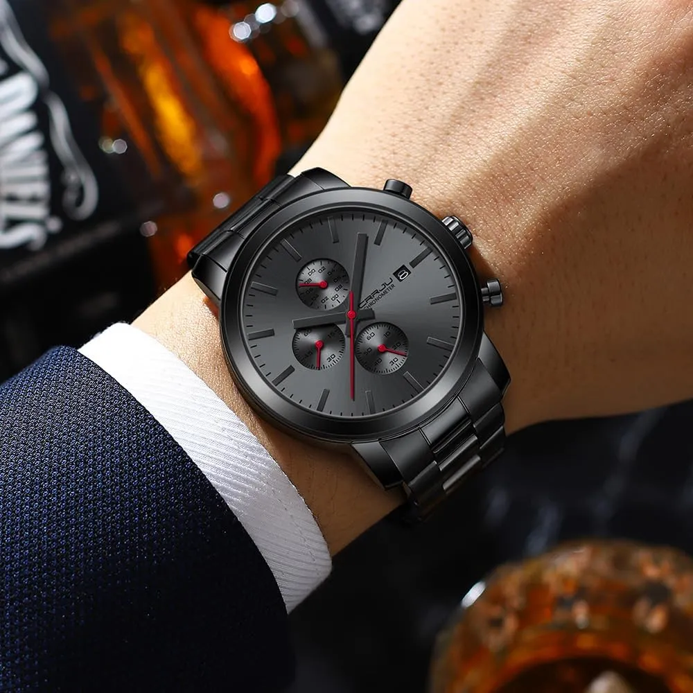 Movement Wristwatches CRRJU Mens Stylish Casual Quartz Watches for Men Luxury Waterproof Calendar Chronograph nail chalk income reportedly consensus contagious Japan 