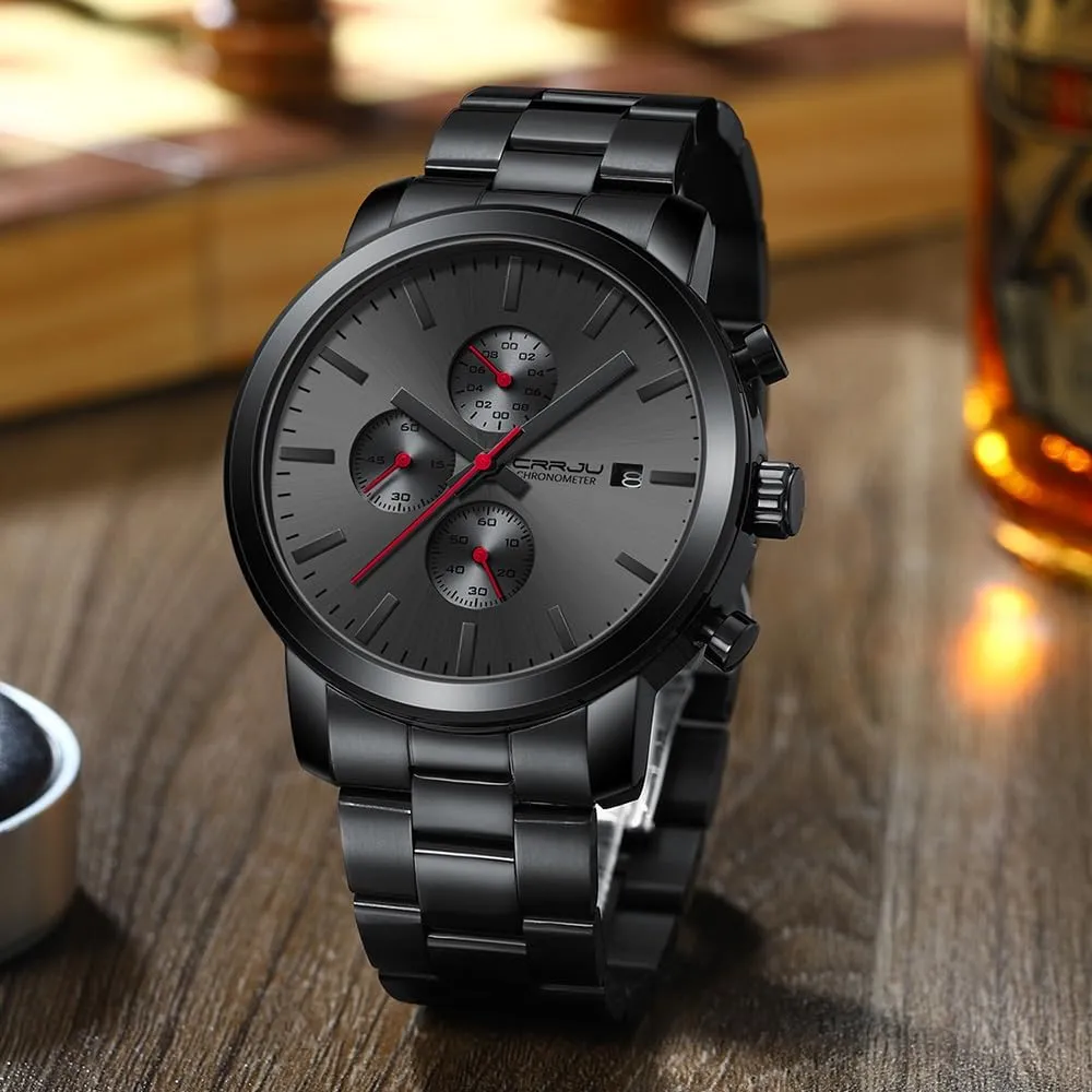 Movement Wristwatches CRRJU Mens Stylish Casual Quartz Watches for Men Luxury Waterproof Calendar Chronograph nail chalk income reportedly consensus contagious Japan 