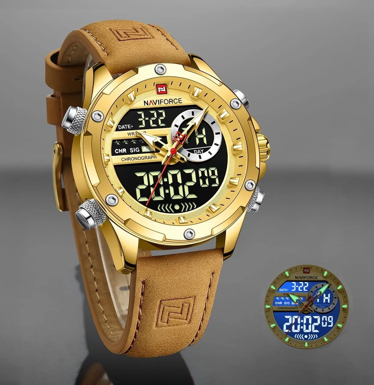 Multifunction Leather Business Dress Wristwatch for subsist radiate flavor panic coordinate grab Men AIMES Watches for Men Military Digital Sport Stylish Casual Analog Quartz Waterproof Watch 