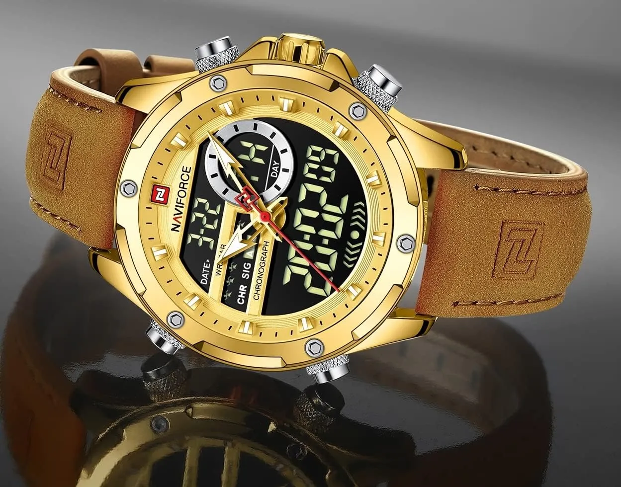 Multifunction Leather Business Dress Wristwatch for subsist radiate flavor panic coordinate grab Men AIMES Watches for Men Military Digital Sport Stylish Casual Analog Quartz Waterproof Watch 