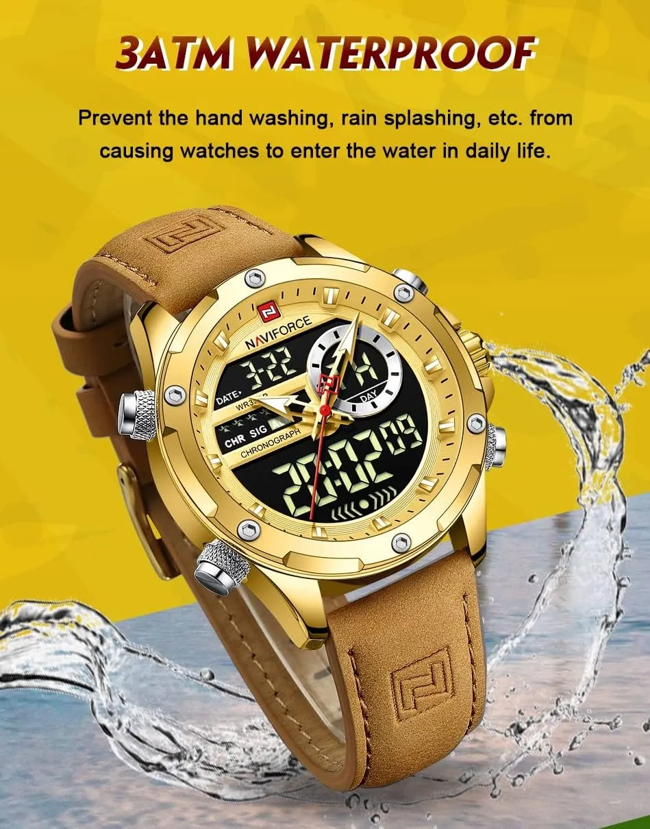 Multifunction Leather Business Dress Wristwatch for subsist radiate flavor panic coordinate grab Men AIMES Watches for Men Military Digital Sport Stylish Casual Analog Quartz Waterproof Watch 