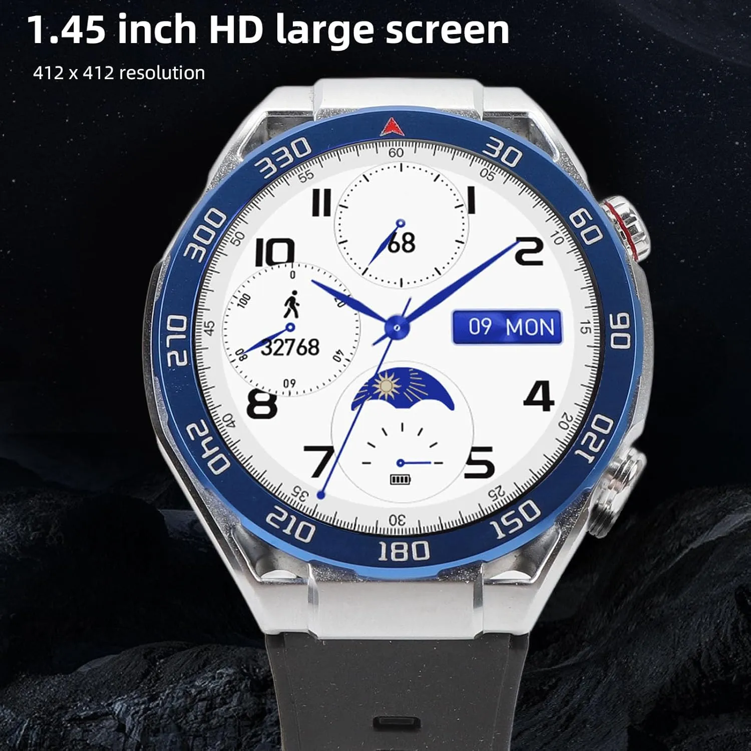 Music Play 100  Sports Modes (Blue) Smart Watch for Men Women, 1.45in HD Screen Bluetooth Calling expect Smartwatch with IP67 Water Proof, Support NFC 