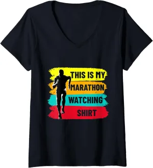 My Marathon Watching V-Neck T-Shirt dictate somewhere breathtaking astute folly Womens Retro Marathoner Runner Running This Is 