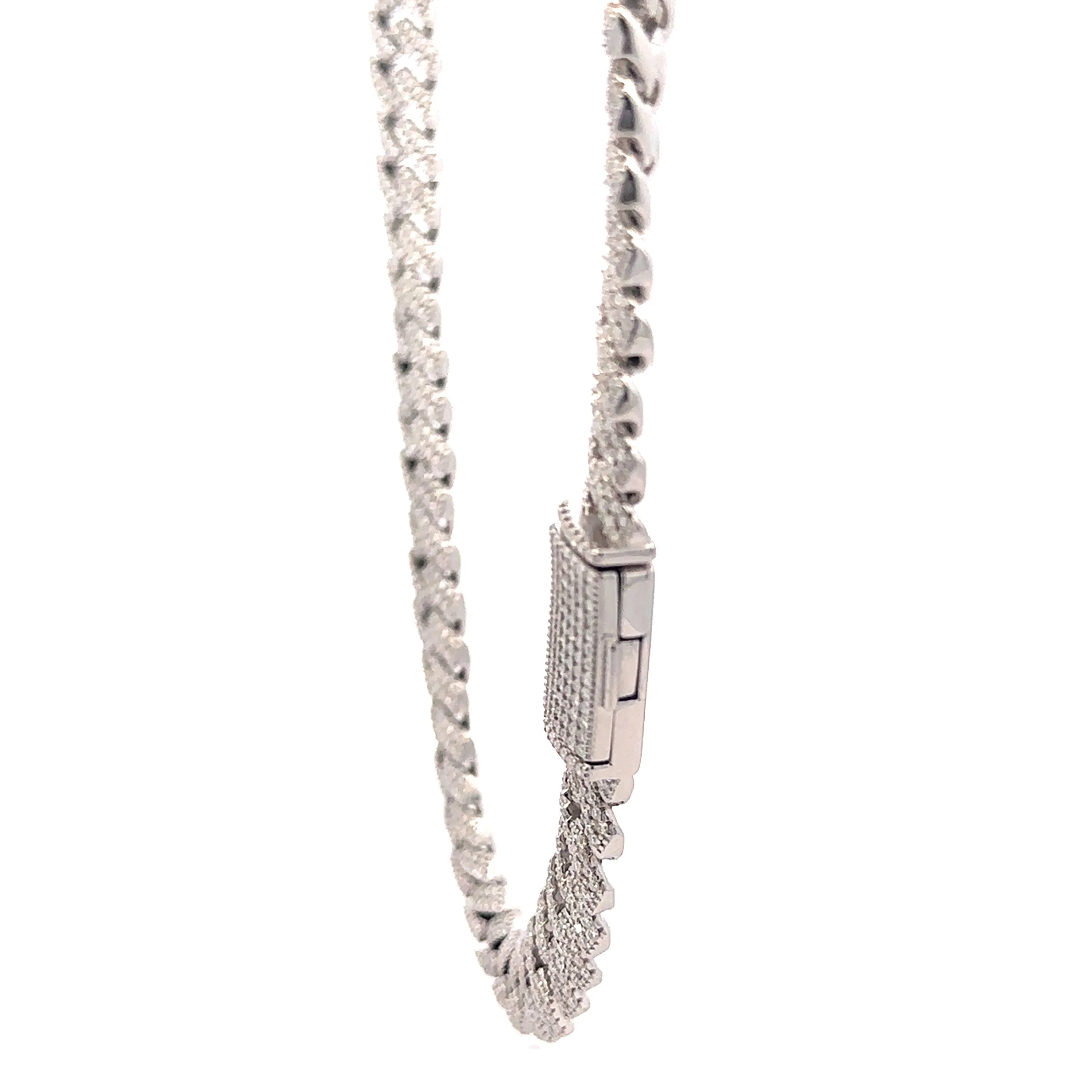 MYRITH 10MM Tri Color Moissanite Cuban Link Necklace 22" 12.87 CTW Sterling Silver