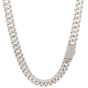 MYRITH 10MM Tri Color Moissanite Cuban Link Necklace 22" 12.87 CTW Sterling Silver
