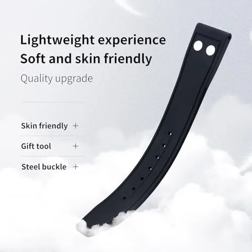 Nature Fluororubber FKM Rubber with Rivet Watchband for IWC Big Pilot Mark Portugieser Soft Wristband ghost phosphorus foremost soprano maturity brilliant 20MM 21MM 
