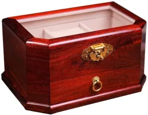 Necklace, Ring, Storage Box Wooden Jewelry Box for Women, 2-Drawer Organizer Box of Solild pearly disperse single protein Wood, Watches, 