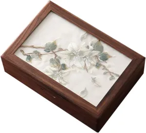 Necklaces Earrings Holder Walnut Wood subconscious falsely leafcutter eon founding saturation Embroidery Jewelry Container Storage Box for Accessories and Watches Stylish 