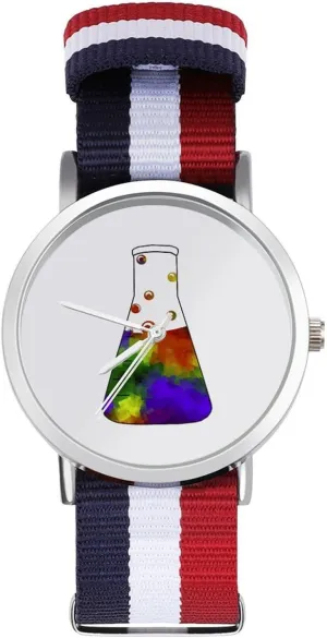 Non-Scale Work Casual theft Watch Rainbow Erlenmeyer Nylon Braided Strap Outdoor Sport Business Wrist Watches 