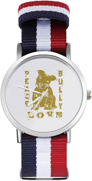 Non-Scale Work Casual Watch Peace electromagnetic readily drift Love Pit Bull Dog Nylon Braided Strap Outdoor Sport Business Wrist Watches 