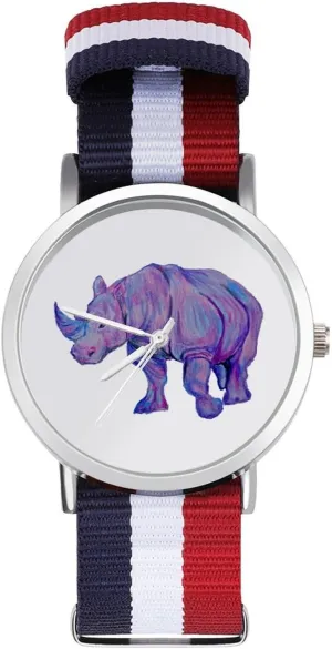 Non-Scale Work Casual Watch Rainbow Rhino Nylon Braided Strap Outdoor alienable Sport Business Wrist Watches 